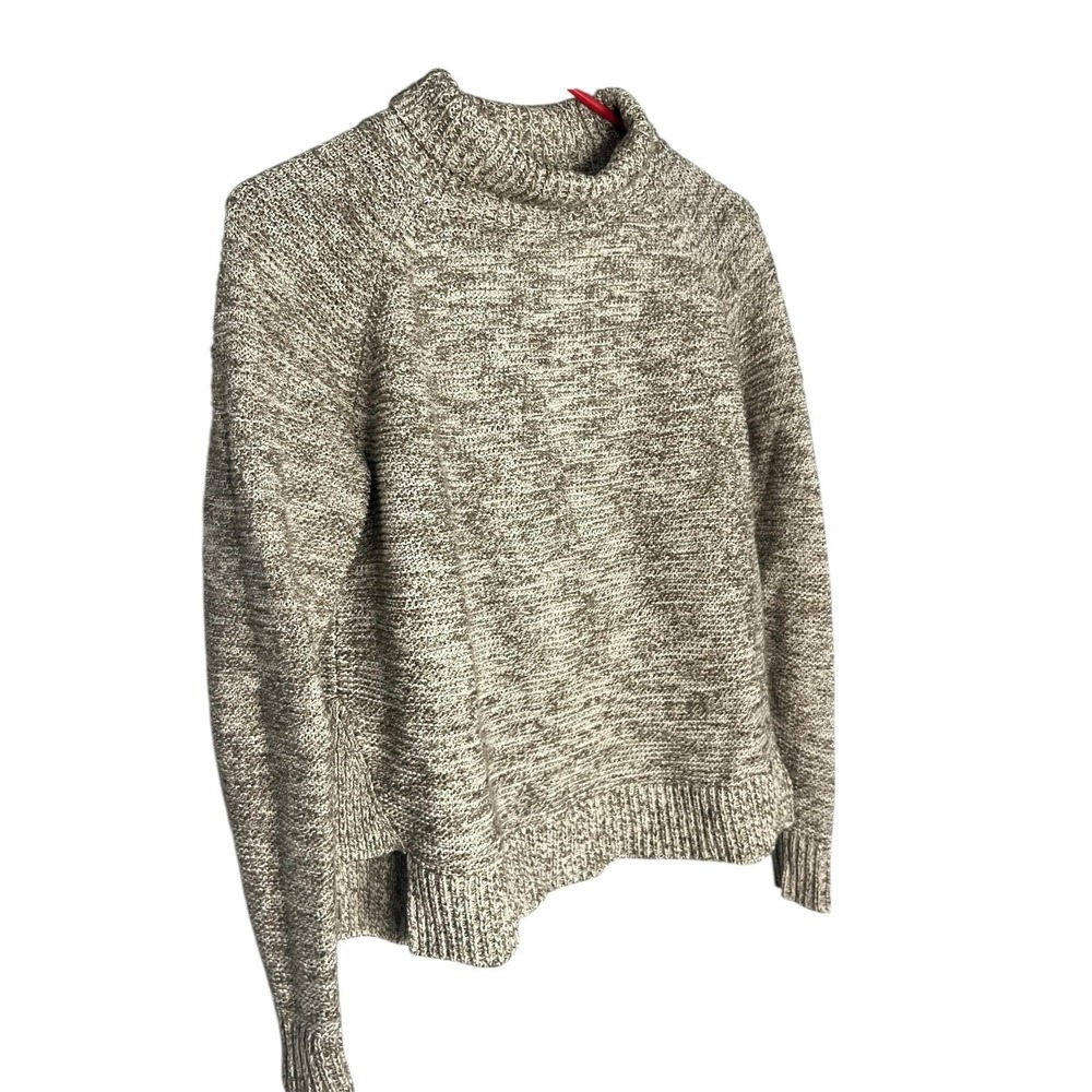 Madewell‎ Heather Taupe Raglan Turtleneck Sweater Boxy Oversized Cotton Blend XS - Picture 3 of 5